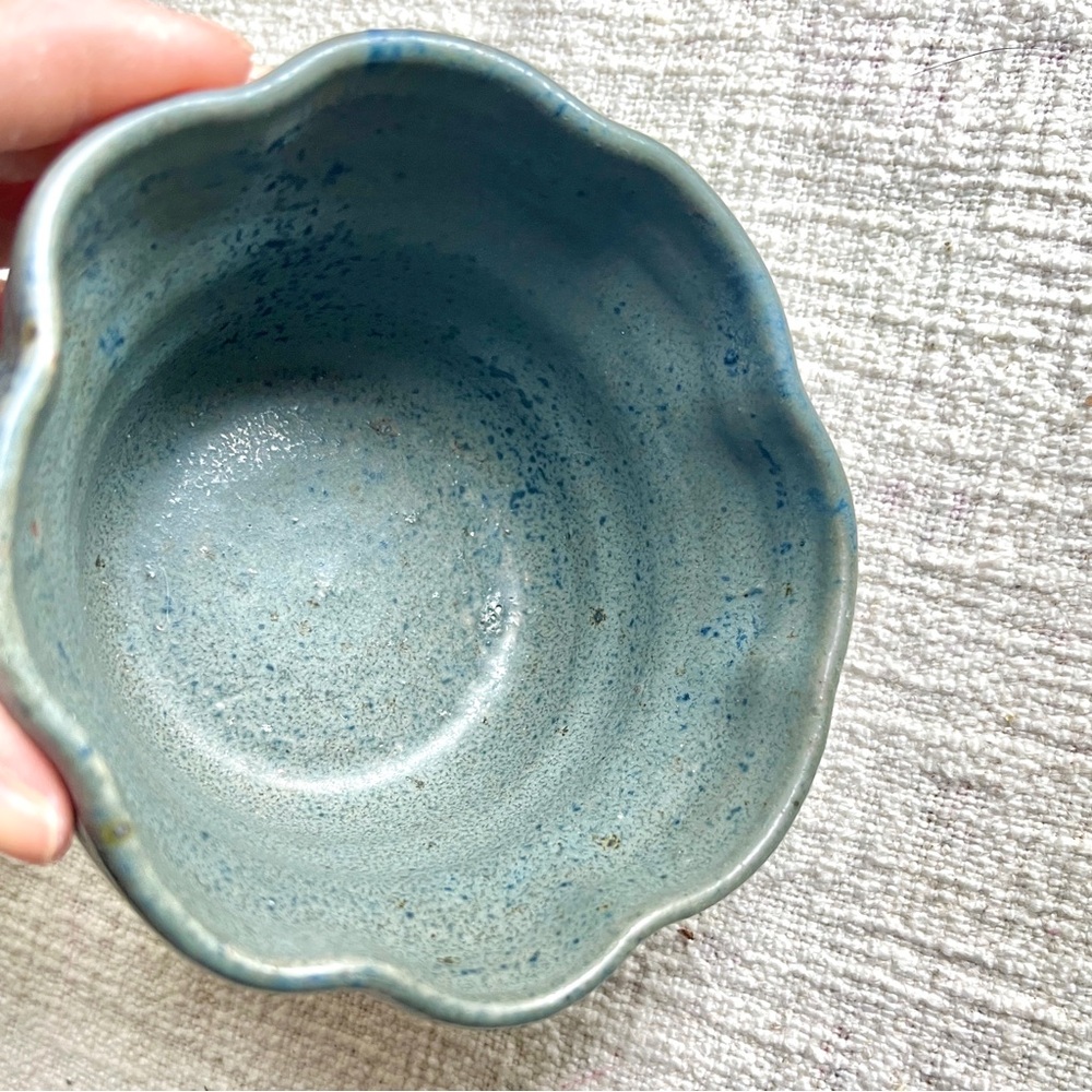 Handcrafted Studio Pottery Blue Bowl 3” Tall - Picture 5 of 9